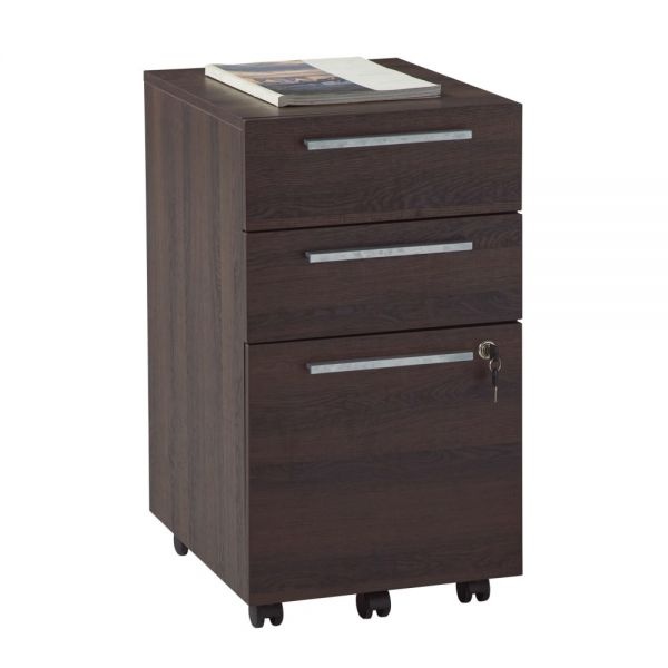 Realspace Trezza 19"D Vertical 3Drawer Mobile File Warm Walnut