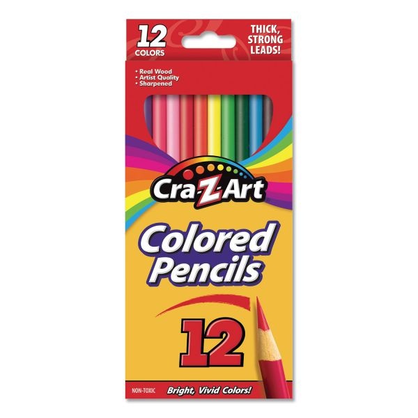 Cra-Z-Art Colored Pencils, 12 Assorted Lead And Barrel Colors, 12/Set
