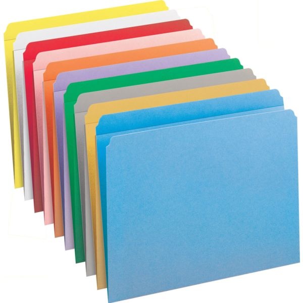 Smead Color File Folders, With Reinforced Tabs, Letter Size, Straight Cut, Yellow, Box Of 100