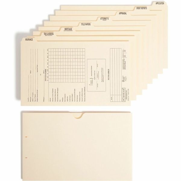 Smead Pressboard Mortgage Folder Dividers, Pre-Printed, 1 Fastener, Legal Size, Manila, 7 Dividers/Set, 12 Sets