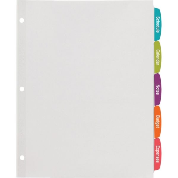 Avery Big Tab Printable Label Dividers With Easy Peel, 8-1/2" X 11", 5 Tab, White, Pack Of 20 Sets