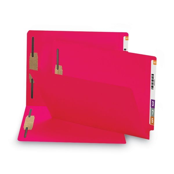 Smead Shelf-Master Color Fastener Folders, Legal Size, Red, Box Of 50