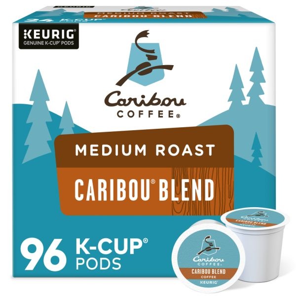 Caribou Coffee Single-Serve Coffee K-Cups, Caribou Blend, Carton Of 4 K-Cups, Box Of 24 Cartons