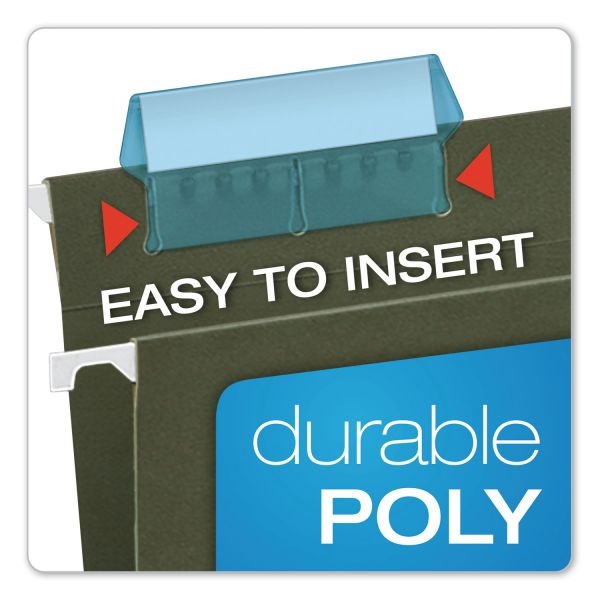 Pendaflex Transparent Colored Tabs For Hanging File Folders, 1/5-Cut, Blue, 2" Wide, 25/Pack