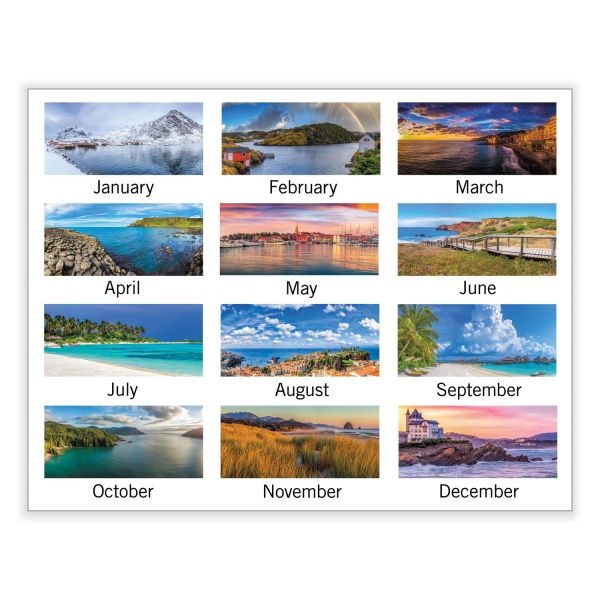 At-A-Glance Seascape Panoramic Desk Pad, Seascape Panoramic Photography, 22 X 17, White Sheets, Clear Corners, 12-Month (Jan-Dec): 2024