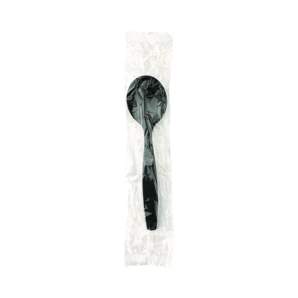 Dixie Individually Wrapped Heavyweight Soup Spoons, Polystyrene, Black, 1,000/Carton