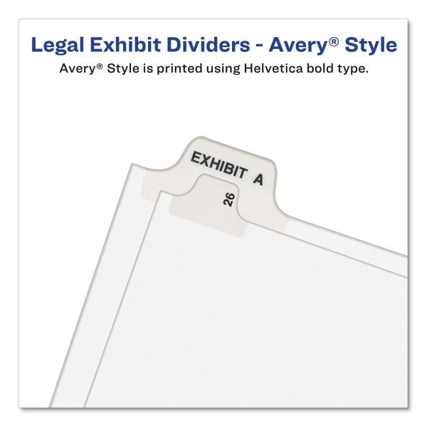 Avery Preprinted Legal Exhibit Side Tab Index Dividers, Avery Style, 10-Tab, 5, 11 X 8.5, White, 25/Pack