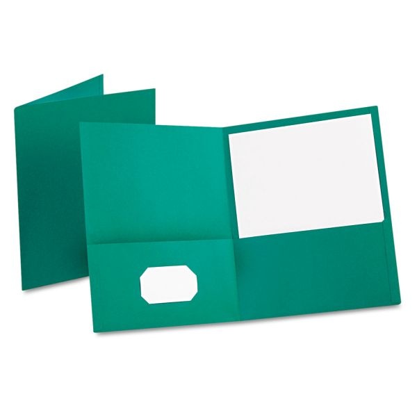 Oxford Twin-Pocket Folder, 100-Sheet Capacity, Teal, 25/Box