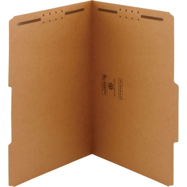Smead Kraft Fastener Folders, 2/5 Cut, Legal Size, Kraft, Box Of 50