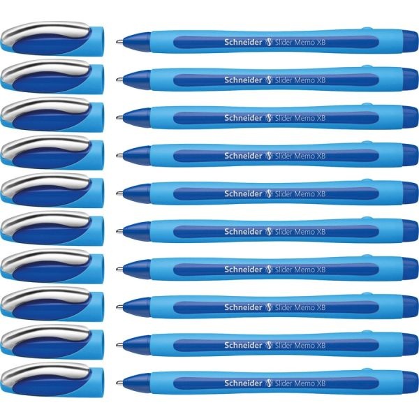 Slider Memo Xb Ballpoint Pen, Stick, Extra-Bold 1.4 Mm, Blue Ink, Blue/Light Blue Barrel, 10/Box