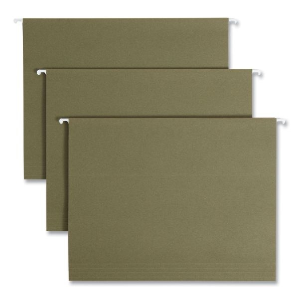 Smead 100% Recycled Hanging File Folders, Letter Size, 1/5-Cut Tabs, Standard Green, 25/Box