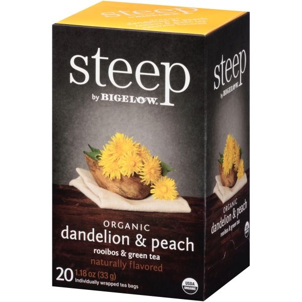 Bigelow Steep Tea, Dandelion And Peach, 1.18 Oz Tea Bag, 20/Box
