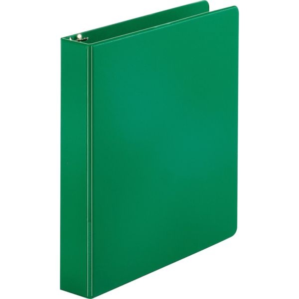 Business Source Basic Round-Ring Binder - 1 1/2" Binder Capacity - Letter - 8 1/2" X 11" Sheet Size - 3 X Round Ring Fastener(S) - Vinyl - Green - Recycled - 1 / Each