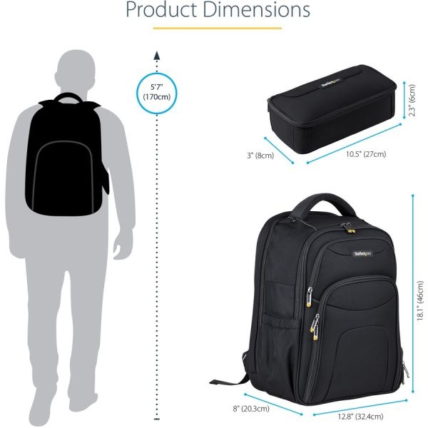 17.3" Laptop Backpack W/ Removable Accessory Case, Professional It Tech Backpack For Work/Travel/Commute, Nylon Computer Bag