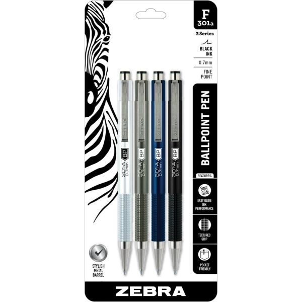 Zebra 301A Stainless Steel Retractable Ballpoint Pens