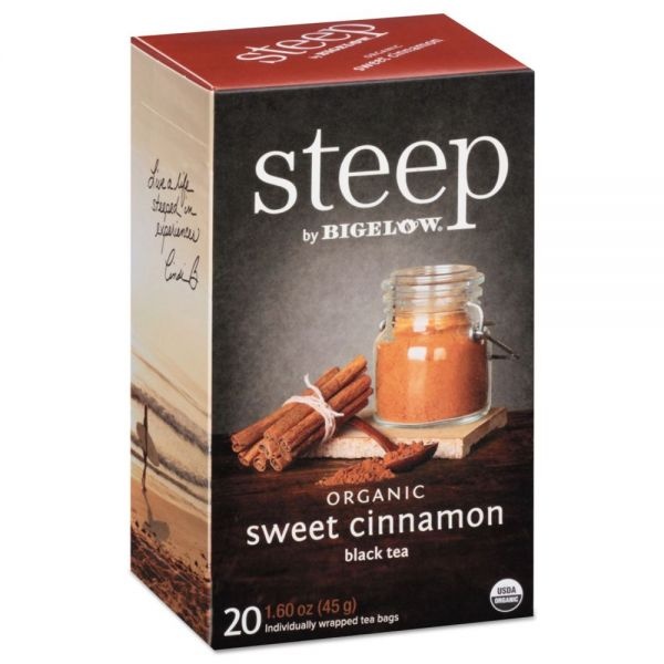 Bigelow Steep Tea, Sweet Cinnamon Black Tea, 1.6 Oz Tea Bag, 20/Box