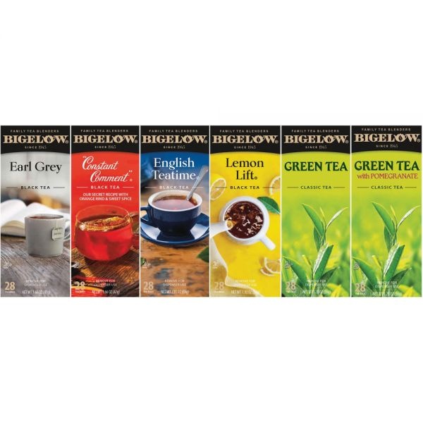 Bigelow Assorted Tea Packs, Six Flavors, 28/Box, 168/Carton