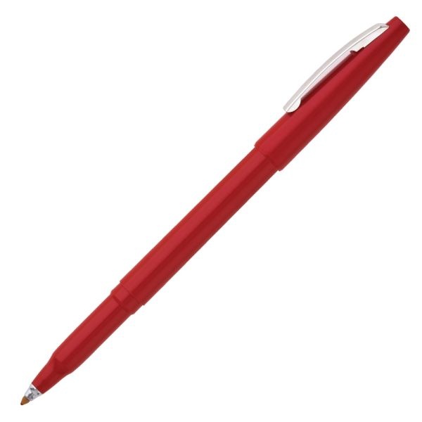 Pentel Rolling Writer Pens, Medium Point, 0.8 Mm, Red Barrel, Red Ink, Pack Of 12 Pens