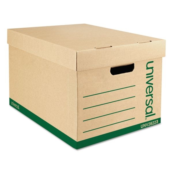 Universal Record Standard-Duty Storage Boxes With Lift-Off Lids And Built-In Handles, Letter/Legal Size, 10" X 12" X 15", 100% Recycled, Kraft, Case Of 12