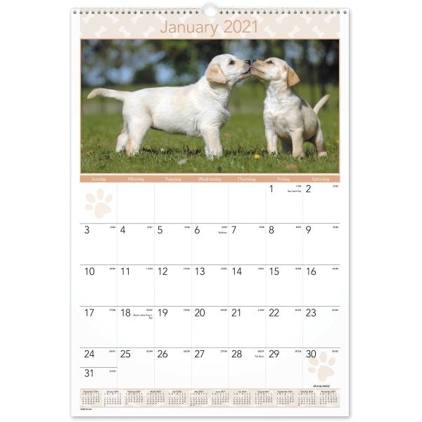 At-A-Glance Puppies Monthly Wall Calendar, 15 1/2 X 22 3/4, 2023 Calendar