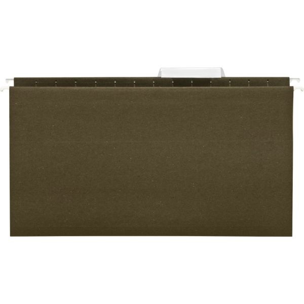 Business Source 1/3 Tab Cut Legal Recycled Hanging Folder - 8 1/2" X 14" - Poly - Green - 100% Recycled - 25 / Box
