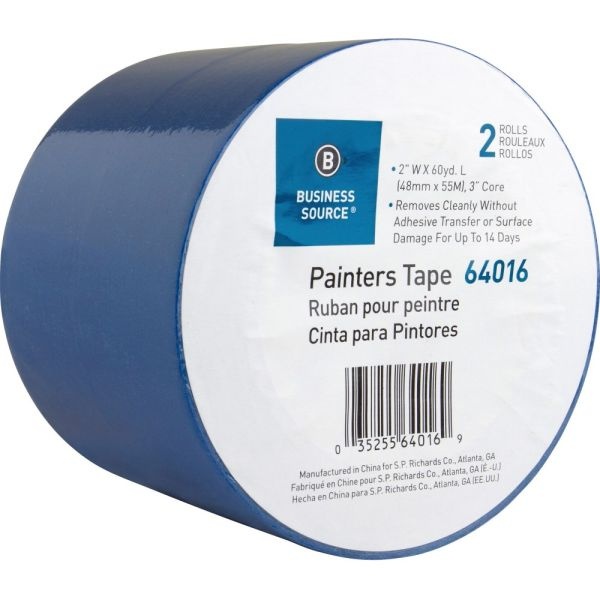 Sparco Multisurface Painter's Tape, 2" X 60 Yd., Smooth Finish, Blue, Pack Of 2