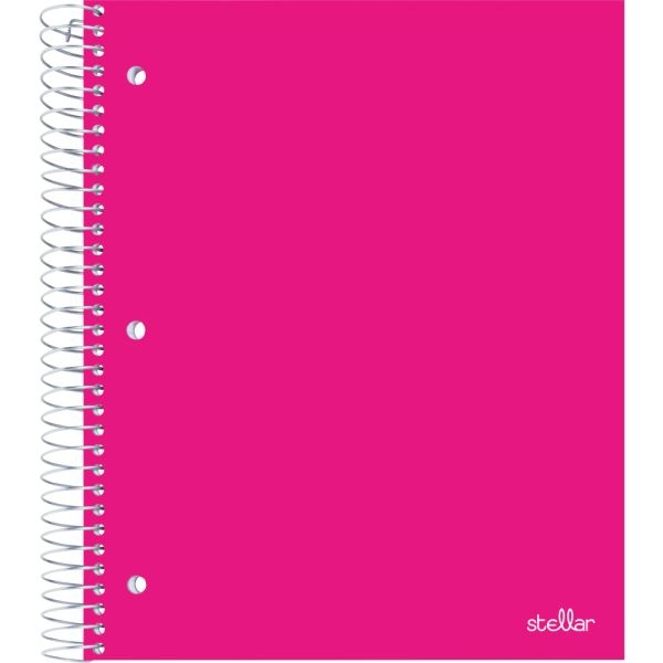 Stellar Poly Notebook, 8-1/2" X 11", 3 Subject, College Ruled, 150 Sheets, Pink