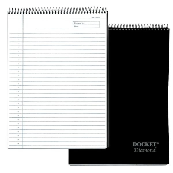 Tops Docket Diamond 100% Recycled Wirebound Planner, 8 1/2" X 11 3/4", 1 Subject, Legal Ruled, 60 Sheets, White
