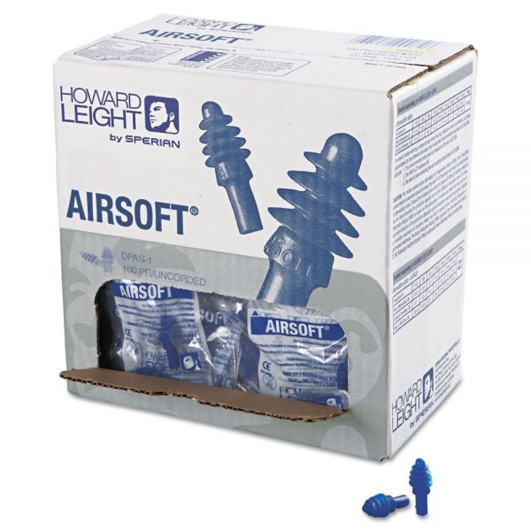 Howard Leight By Honeywell Airsoft Reusable Air Cushioned Earplugs, Uncorded, 100 Pair/Box