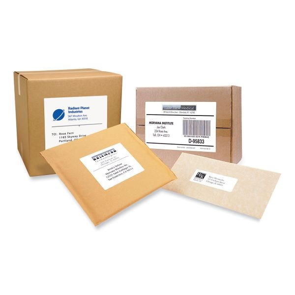 Pres-A-Ply Labels, Laser Printers, 2 X 4, White, 10/Sheet, 250 Sheets/Box