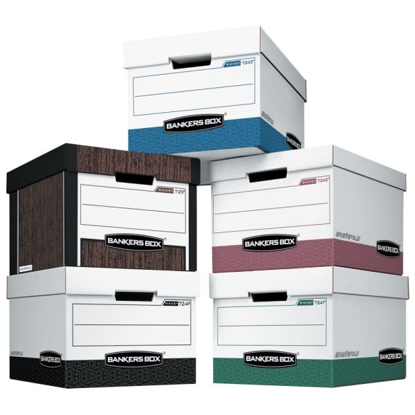 Bankers Box R-Kive Heavy-Duty Storage Boxes, Letter/Legal Files, 12.75" X 16.5" X 10.38", Woodgrain, 12/Carton