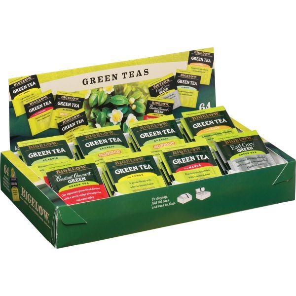 Bigelow Green Tea Assortment, Tea Bags, 64/Box, 6 Boxes/Carton