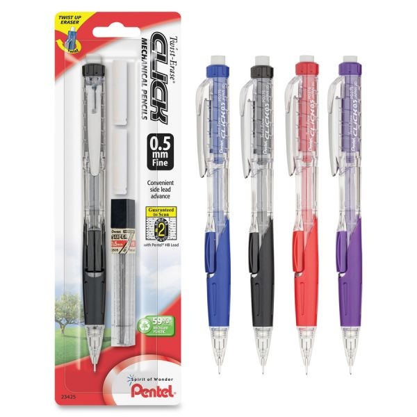 Pentel .5Mm Twist Erase Click Mechanical Pencils