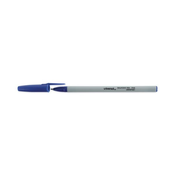 Ballpoint Pen, Stick, Fine 0.7 Mm, Blue Ink, Gray/Blue Barrel, Dozen