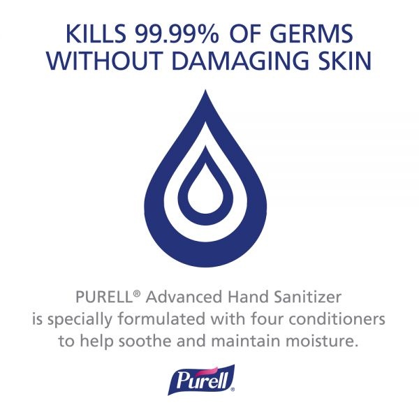 Purell Advanced Refreshing Gel Hand Sanitizer, 33.8 Oz, Clean Scent, Case Of 4 Bottles