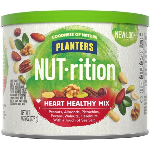 Planters Heart Healthy Mix, Assorted Nuts, 9.75 Oz Canister