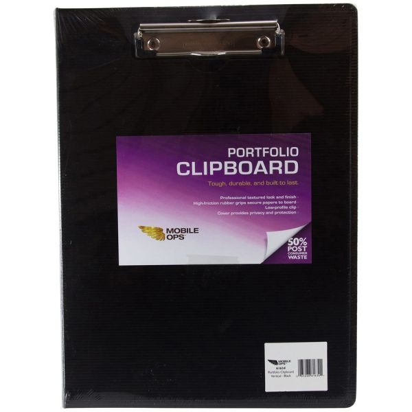 Baumgartens Mobile Ops Unbreakable Recycled Clipboard - 0.50" Clip Capacity - Top Opening - 8 1/2" X 11" - Black - 1 Each