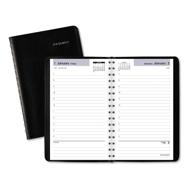 At-A-Glance Dayminder Daily Appointment Book W/Hourly Appts, 8 X 4 7/8, Black, 2023 Calendar