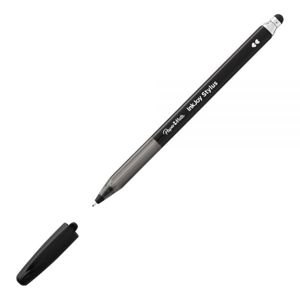 Paper Mate Inkjoy 100 Ballpoint Pen/Stylus, Stick, Medium 1 Mm, Black Ink, Black Barrel, Dozen