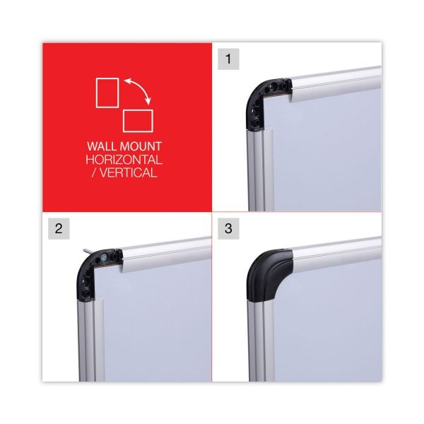 Universal Deluxe Porcelain Magnetic Dry Erase Board, 48 X 36, White Surface, Silver/Black Aluminum Frame