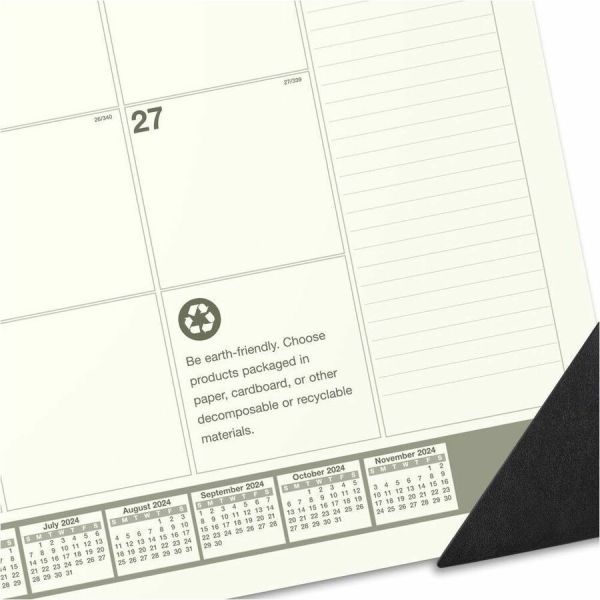 At-A-Glance Recycled Monthly Desk Pad, 22 X 17, Sand/Green Sheets, Black Binding, Black Corners, 12-Month (Jan To Dec): 2024