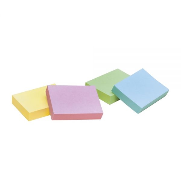 Redi-Tag 100% Recycled Self-Stick Notes, 1.5" X 2", Assorted Pastel Colors, 100 Sheets/Pad, 12 Pads/Pack