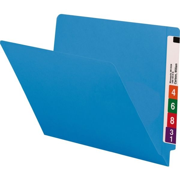 Smead Color End-Tab Folders, Straight Cut, Letter Size, Blue, Box Of 100