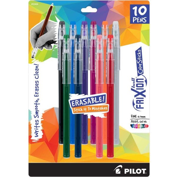 Pilot Frixion Ball Color Sticks Erasable Gel Pens 10/Pkg