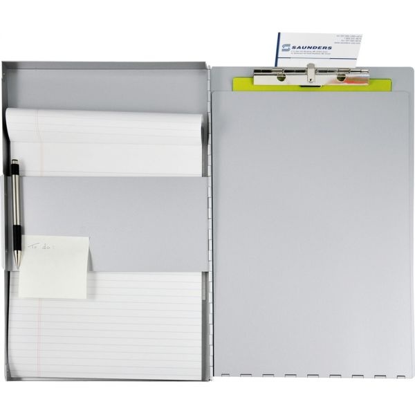 Saunders Snapak Aluminum Side-Open Forms Folder, 0.5" Clip Capacity, Holds 8.5 X 14 Sheets, Silver