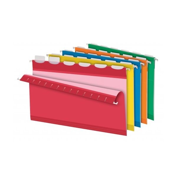 Pendaflex Ready-Tab Colored Reinforced Hanging Folders, Legal Size, 1/6-Cut Tabs, Assorted Colors, 25/Box