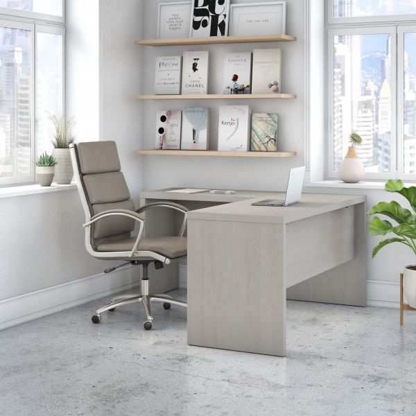 Office By Kathy Ireland Echo L Shaped Desk In Gray Sand