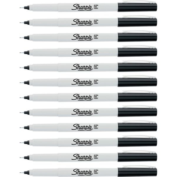 Sharpie Precision Ultra-Fine Point Markers, Black, 12/Pack