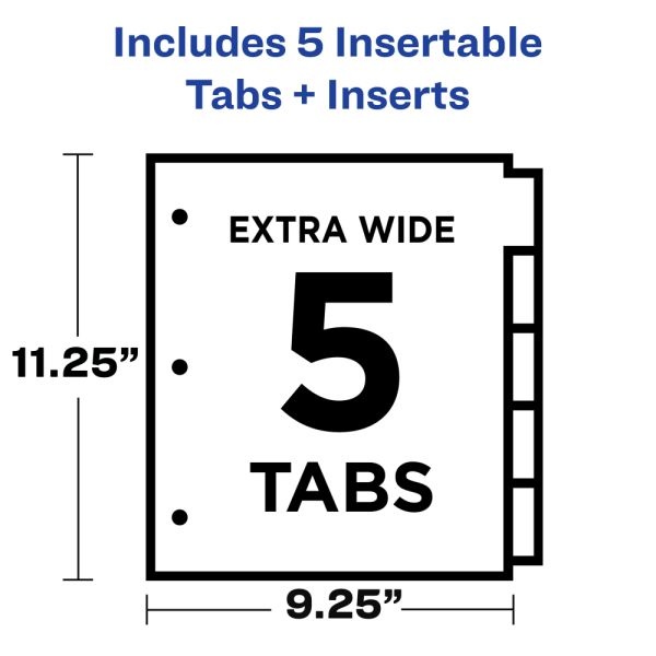 Avery Big Tab Plastic Dividers With Pockets, 5-Tab (07714