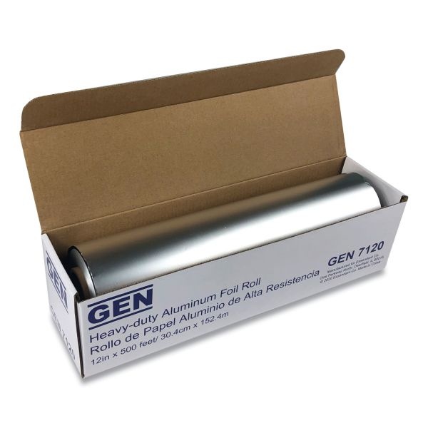 Gen Heavy-Duty Aluminum Foil Roll, 12" X 500 Ft